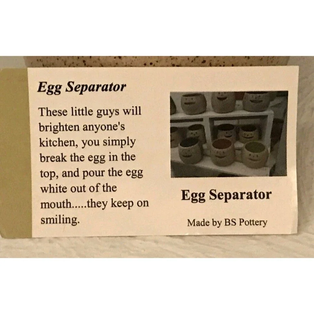 Egg Separator Pottery Orange Beige Two Tone Whimsical  Fun For Kids